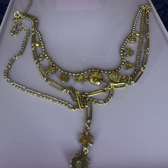 Betsey Johnson Layered Beetle Necklace with floral charms - Picture 5 of 10